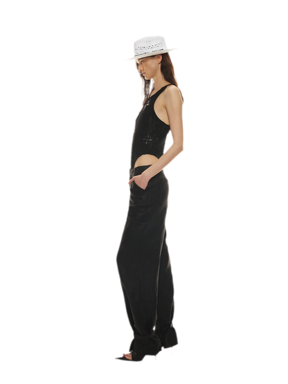Tencel Linen Vintage Contrast Stitch Casual Pants