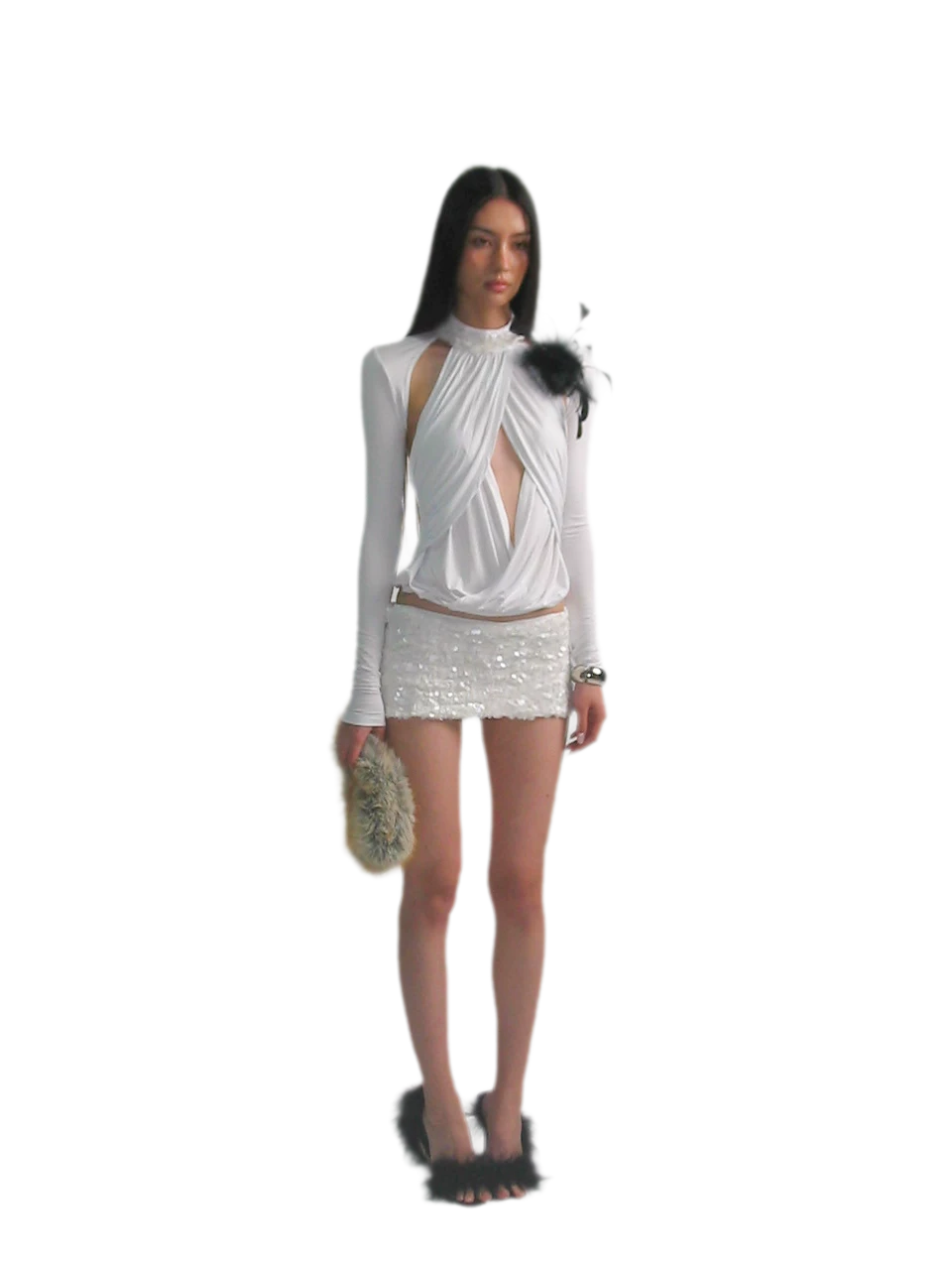 Sequin Drape Skirt Set