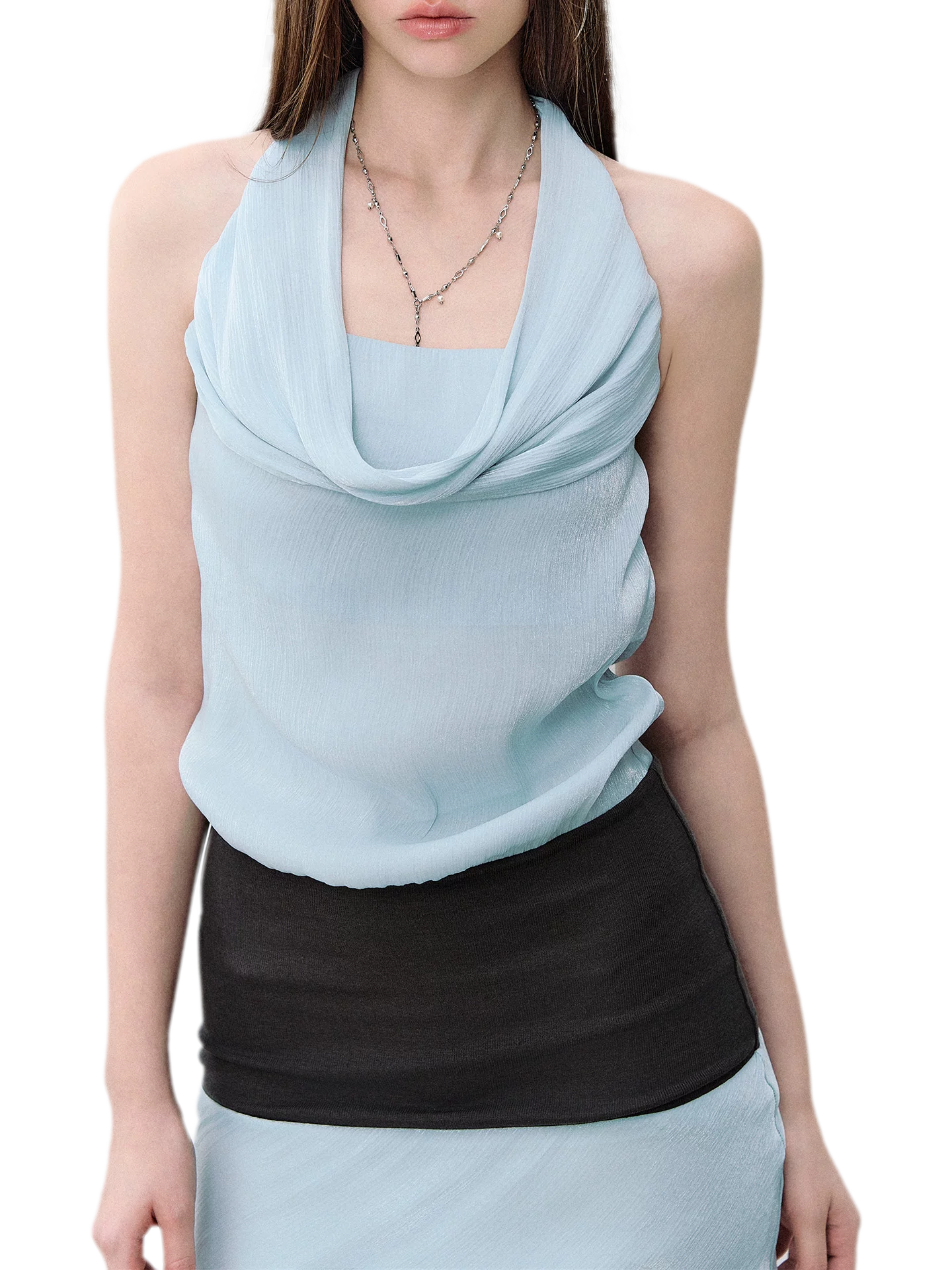 Mermaid Halter Neck Colorblock Dress