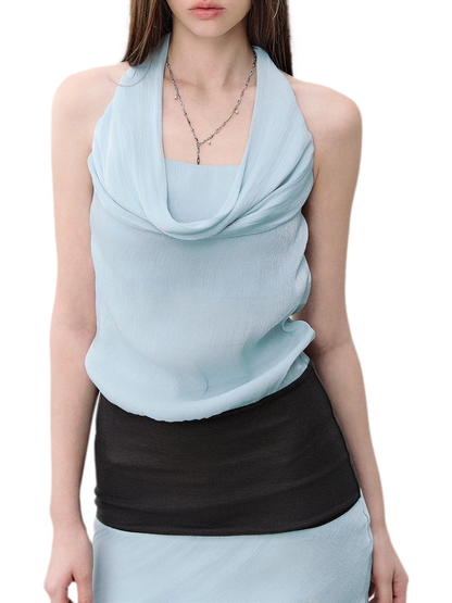 Mermaid Halter Neck Colorblock Dress