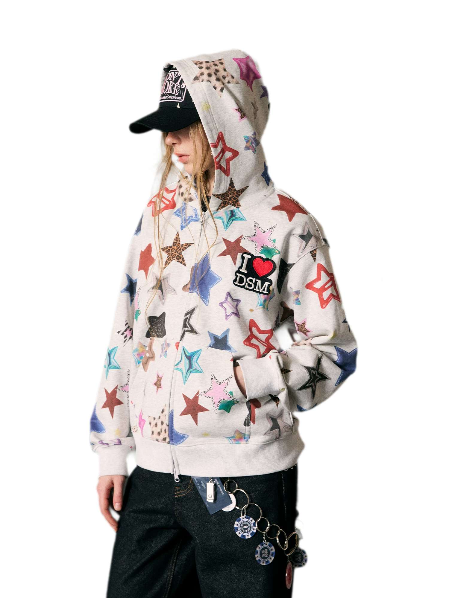 Star Print Loose Fit Hoodie