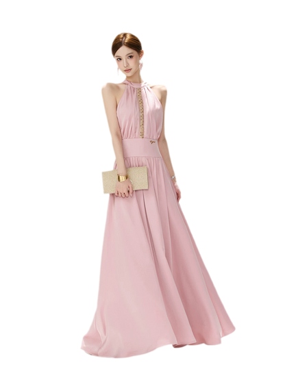 Rhinestone Halter Maxi Dress