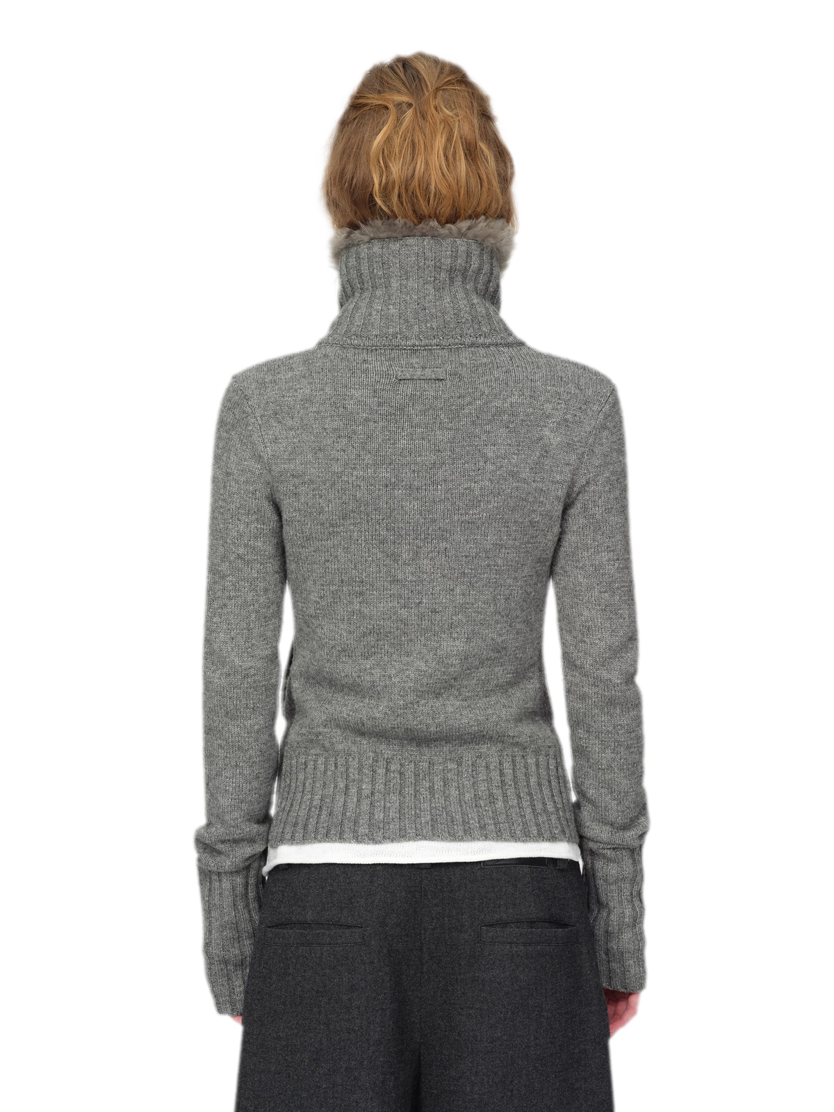Wool Ribbed Fitted Cardigan