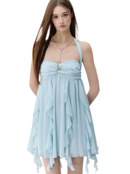 Starfish Ruffle Halter Dress