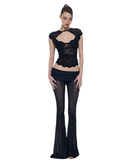 Lace Cutout Slim Top