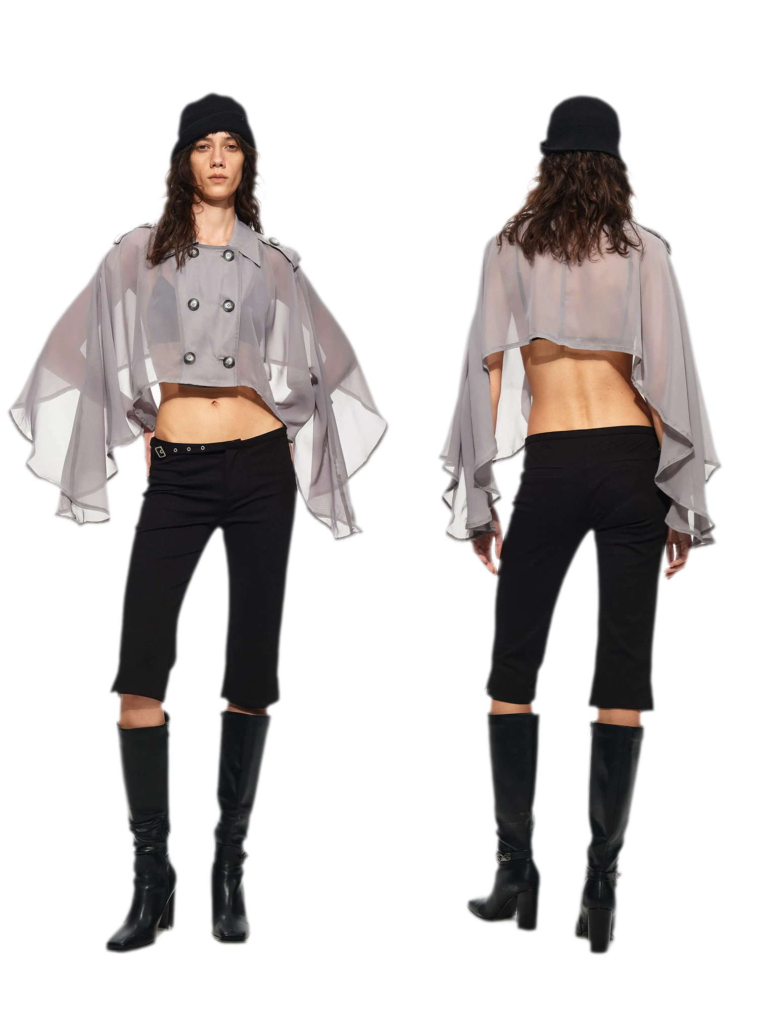 Sheer Trench Cape Top