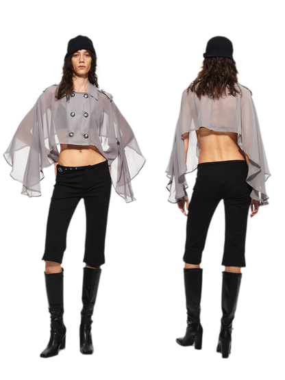 Sheer Trench Cape Top