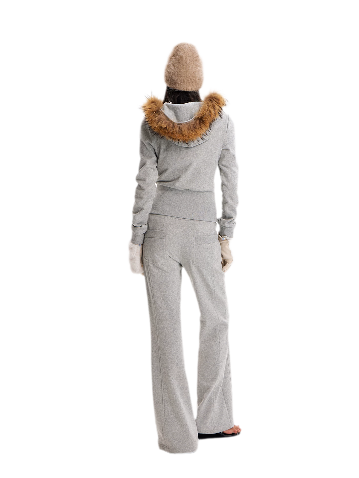 Fur Collar Fitted Jacket Set