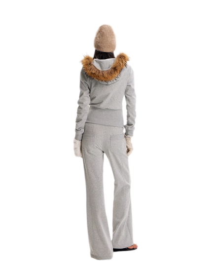 Fur Collar Fitted Jacket Set