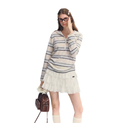 Embroidered Lace Hooded Tee