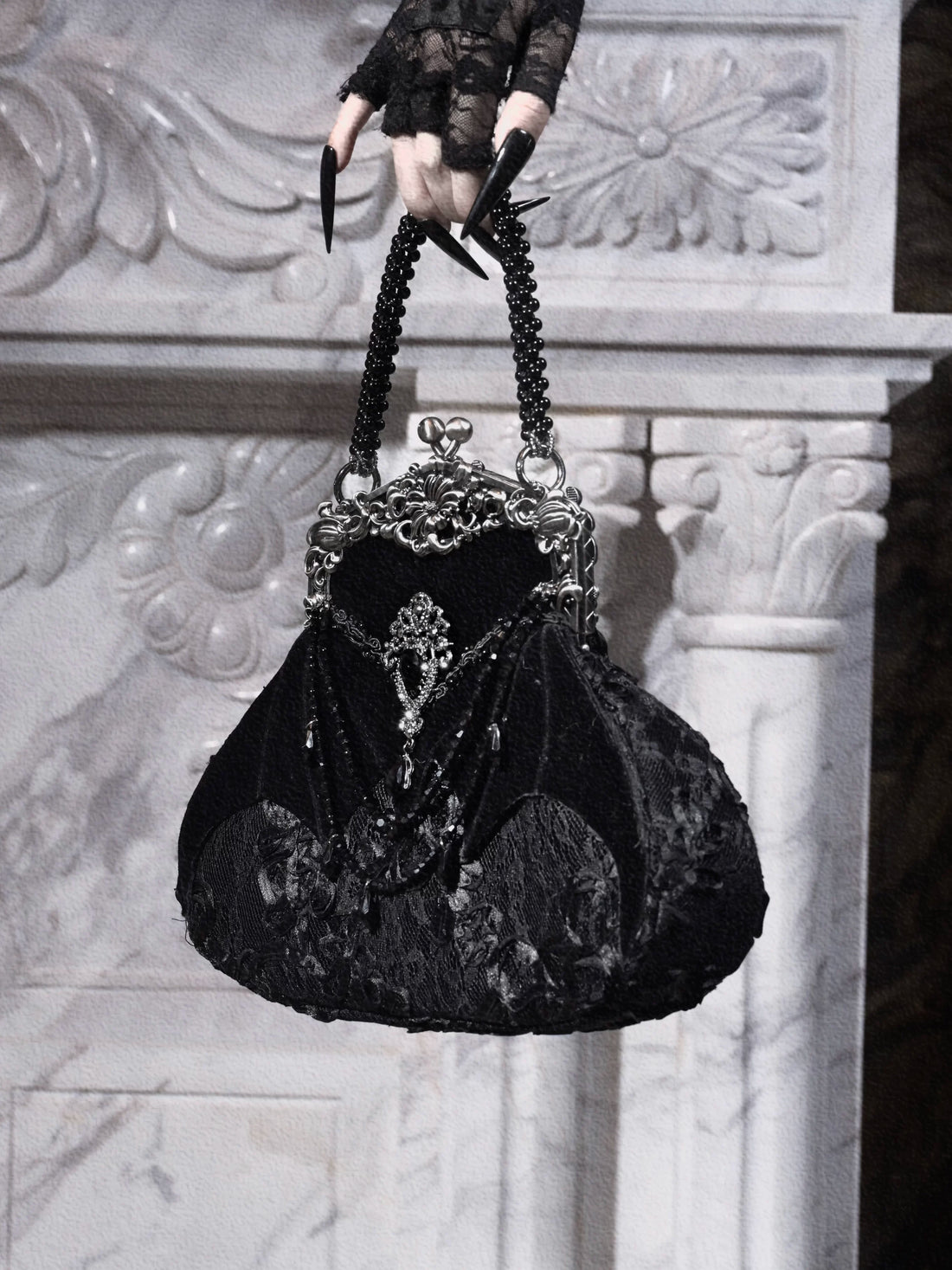 Velvet Bat Frame Handbag