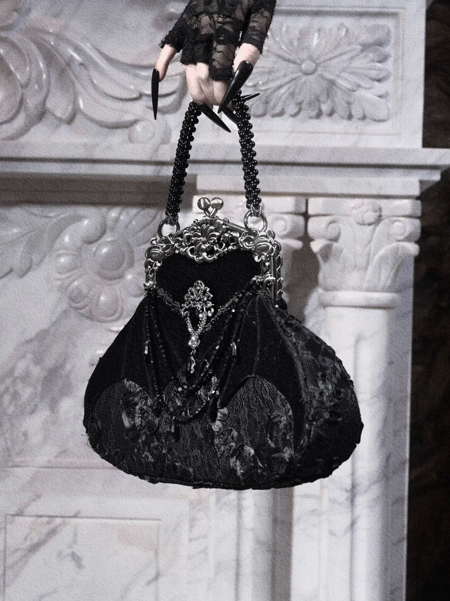 Velvet Bat Frame Handbag