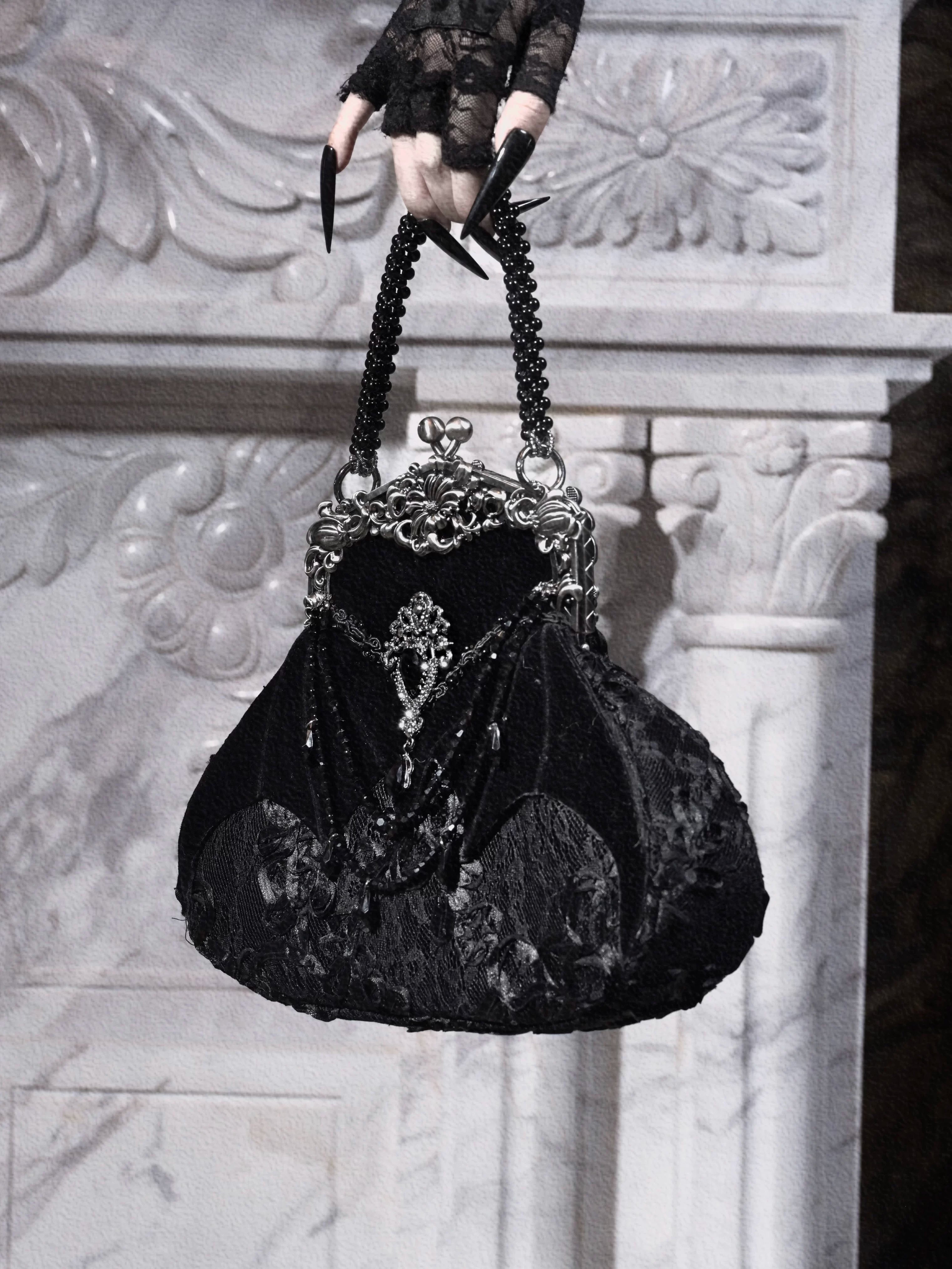 Velvet Bat Frame Handbag