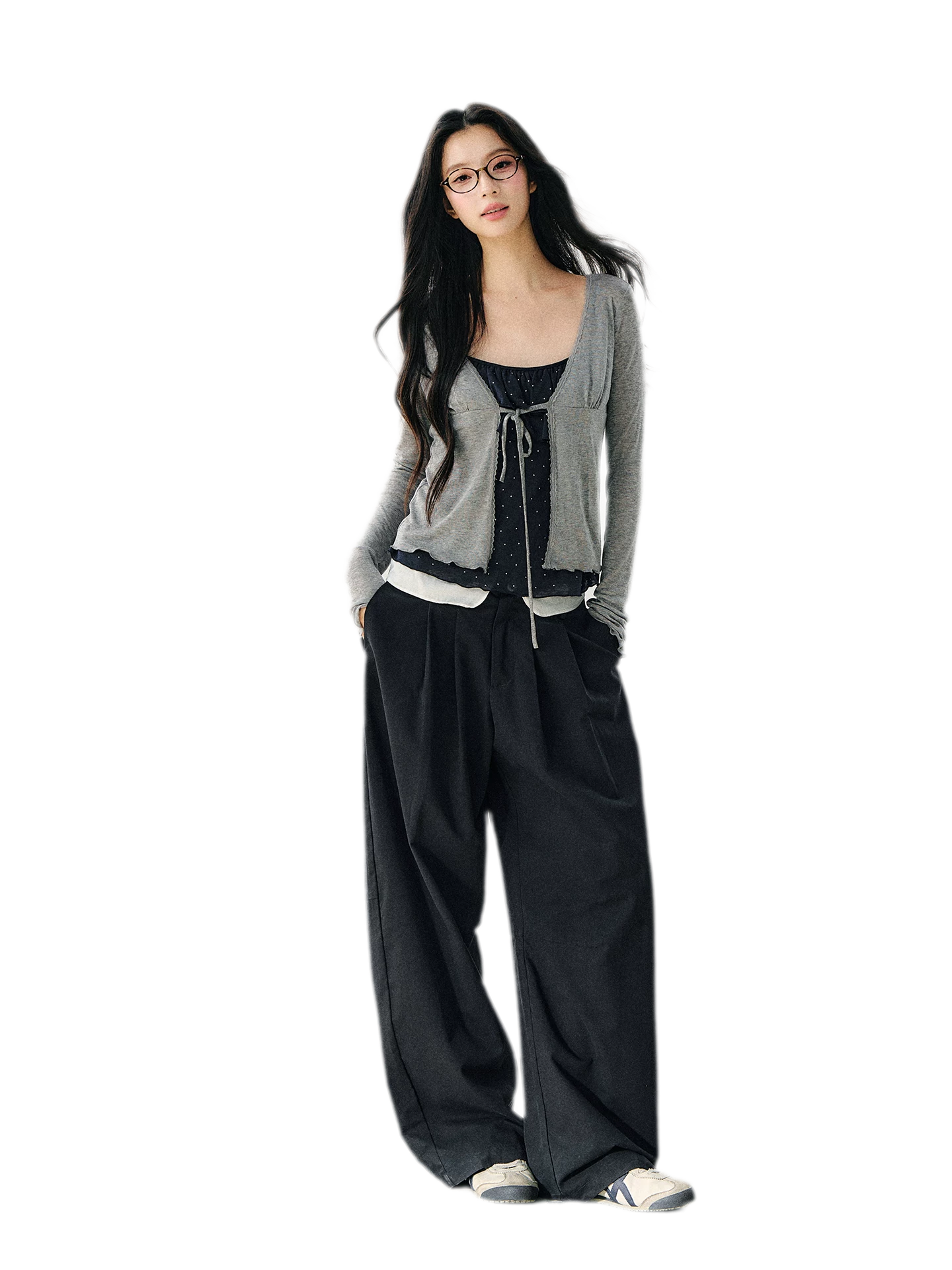 Sheer Drawstring Ruffle Cardigan