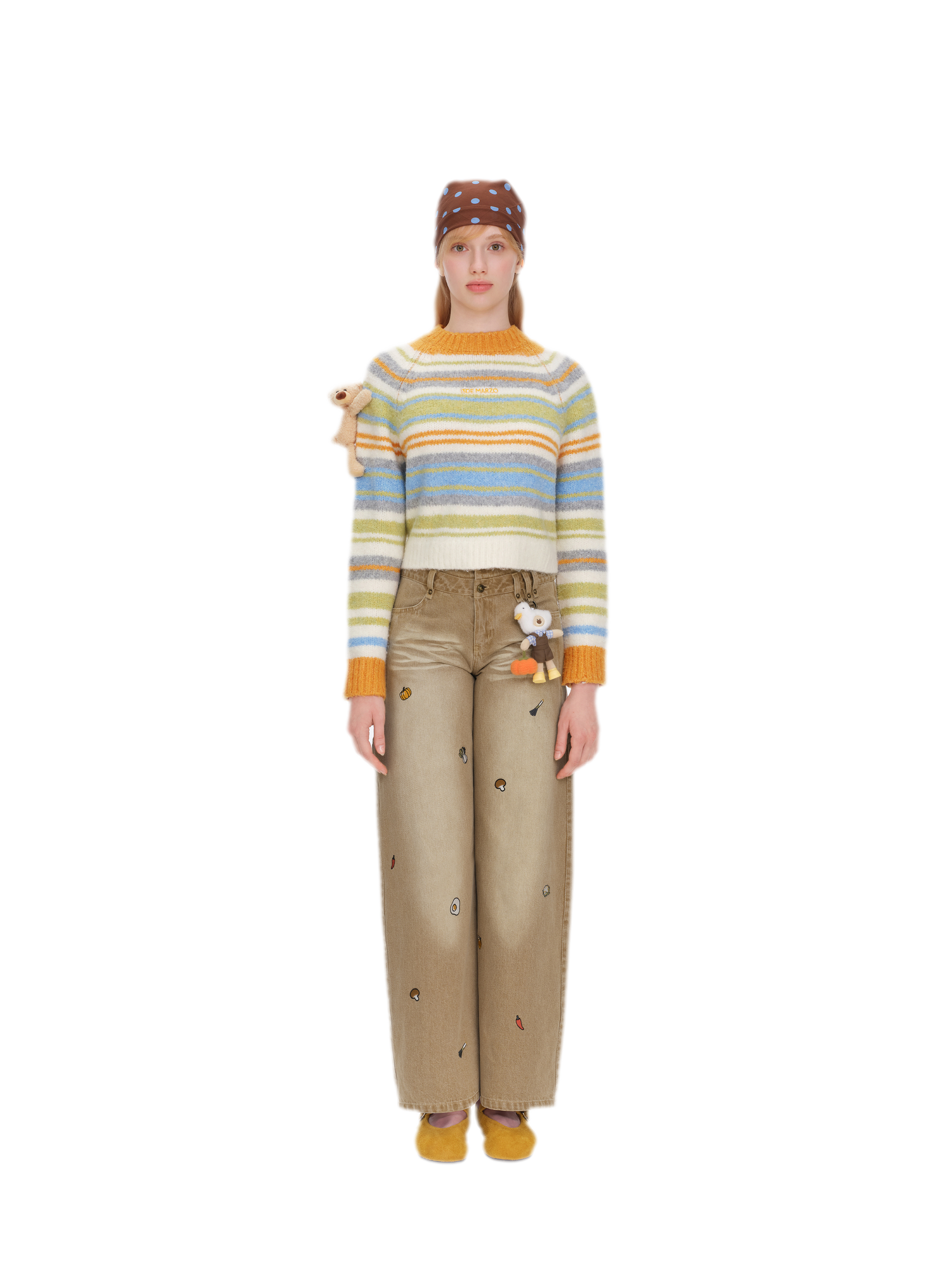 Color-Block Striped Fuzzy Sweater