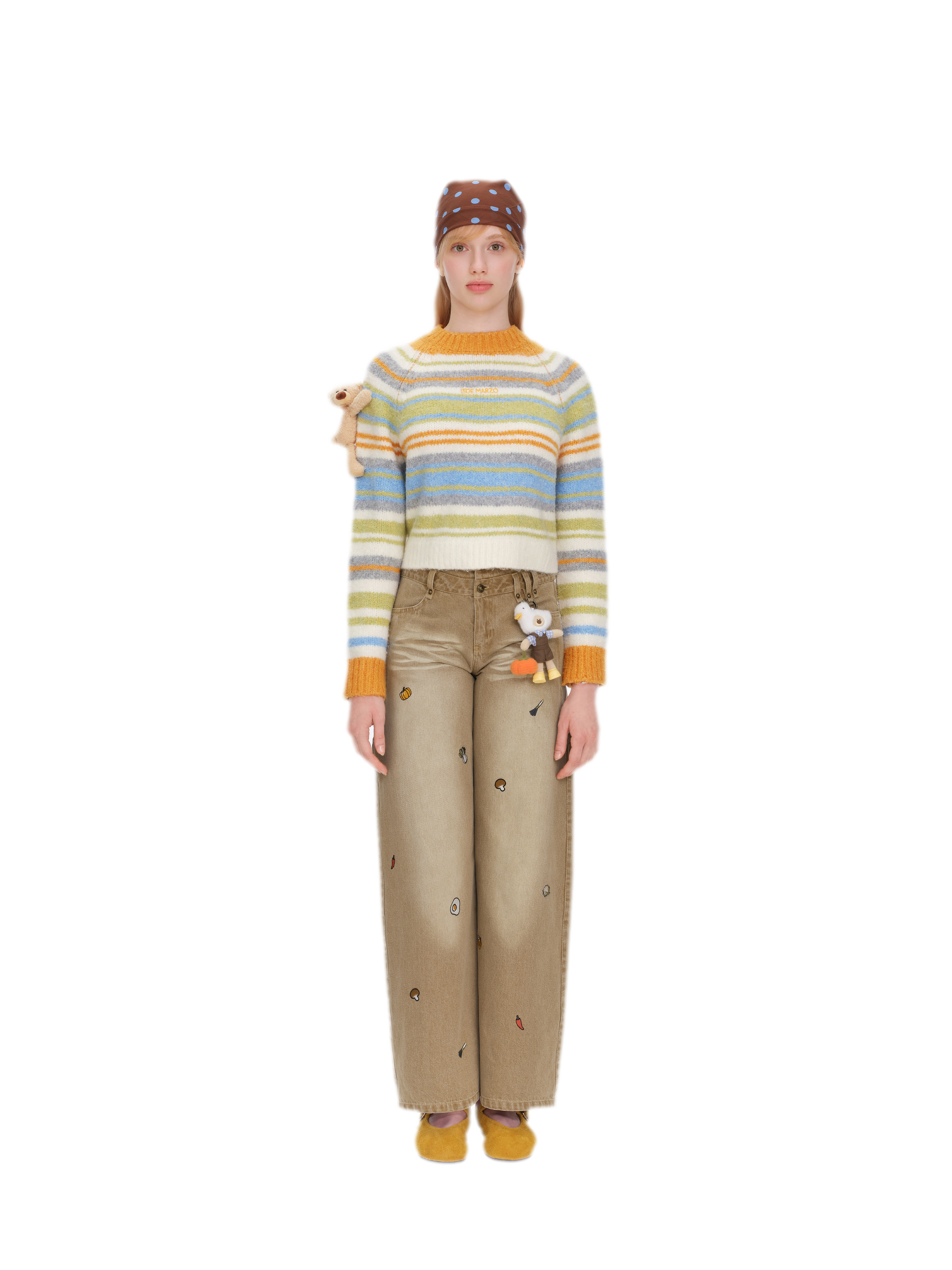 Color-Block Striped Fuzzy Sweater