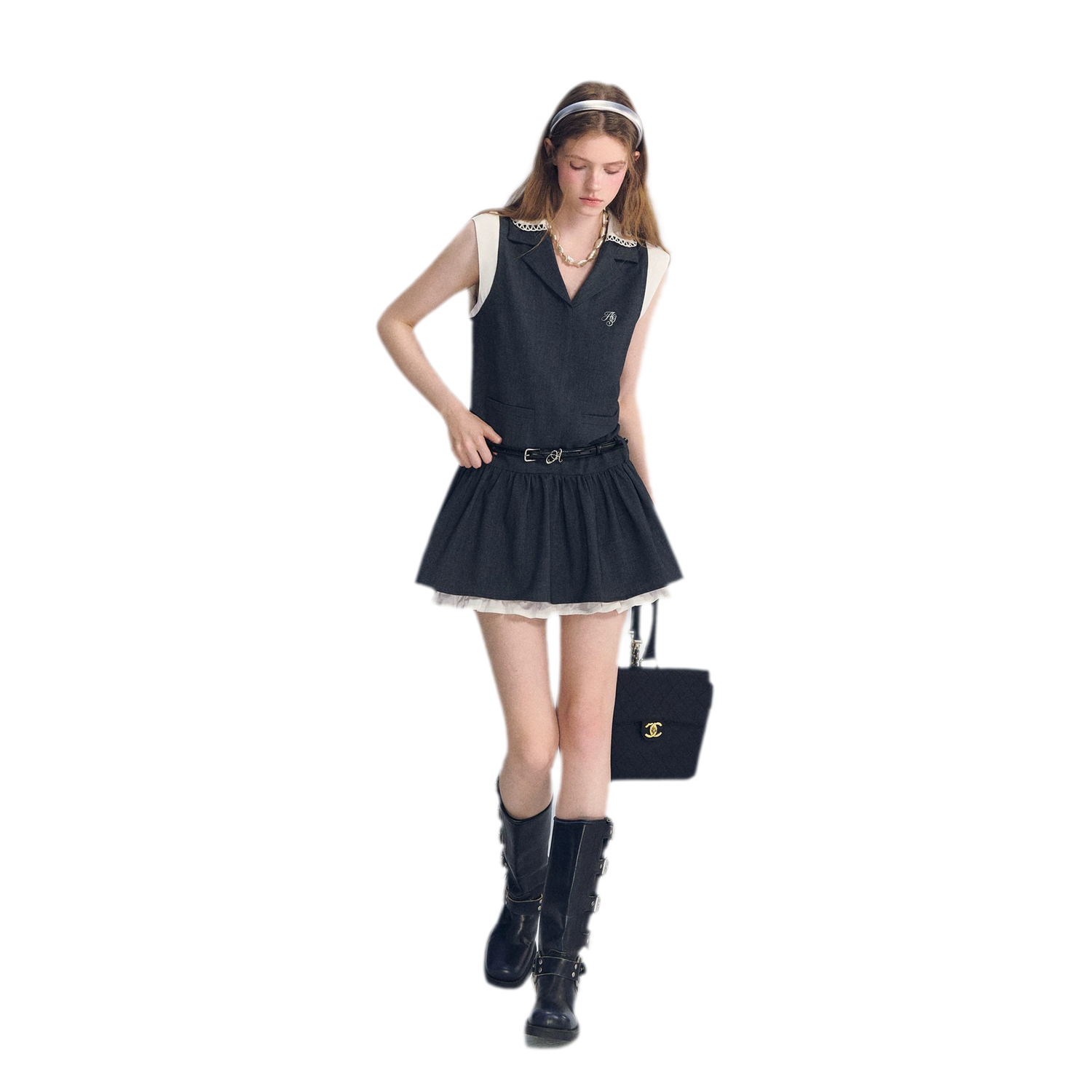 Contrast Collar Cami Dress
