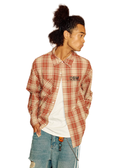 Contrast Plaid Oversized Shirt