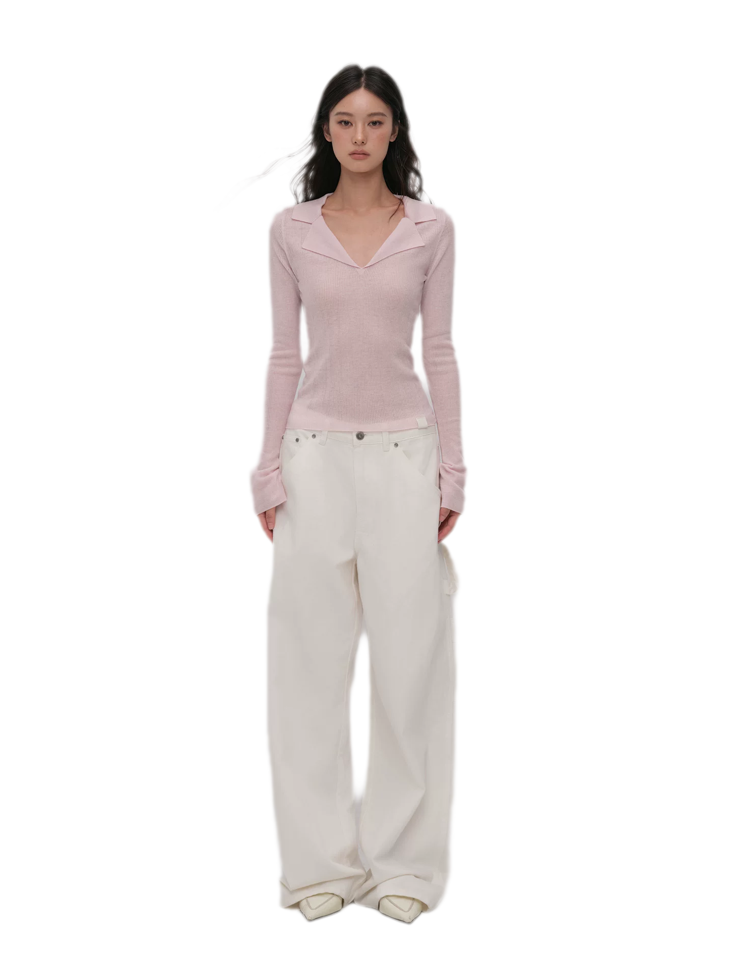 Wool Ribbed Polo Top
