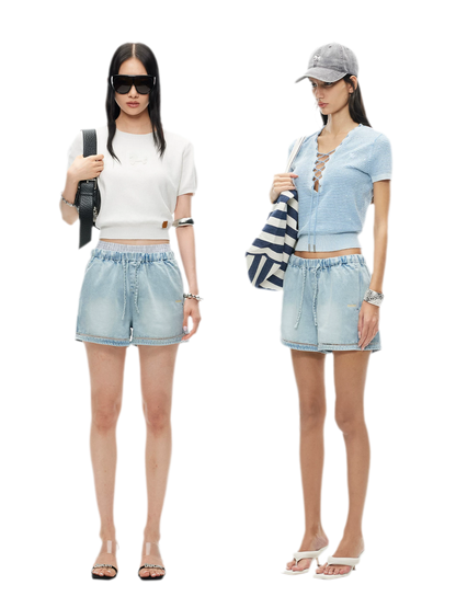 Lyocell Washed Denim Shorts
