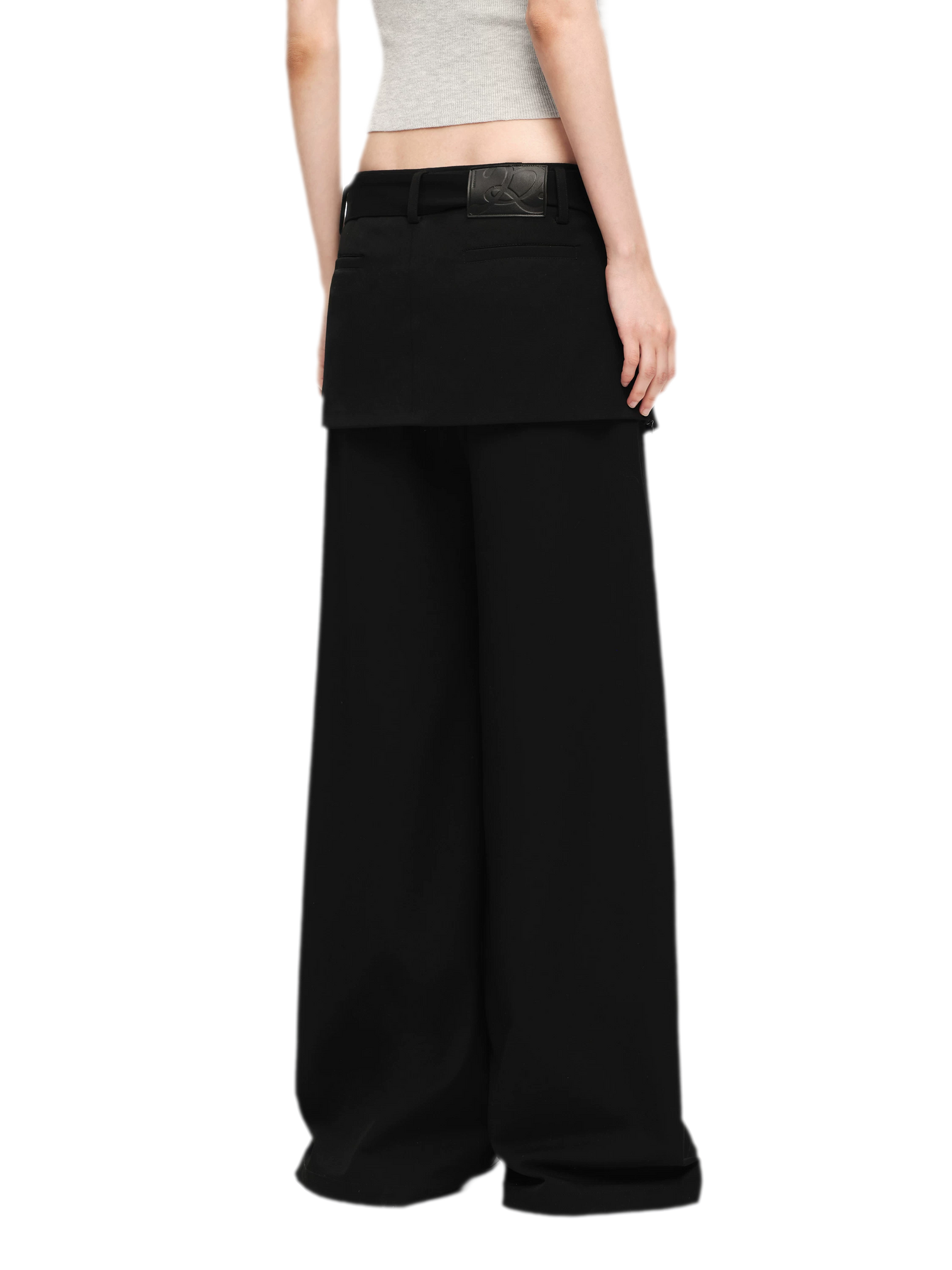 Structured Faux-Layer Wide-Leg Trousers