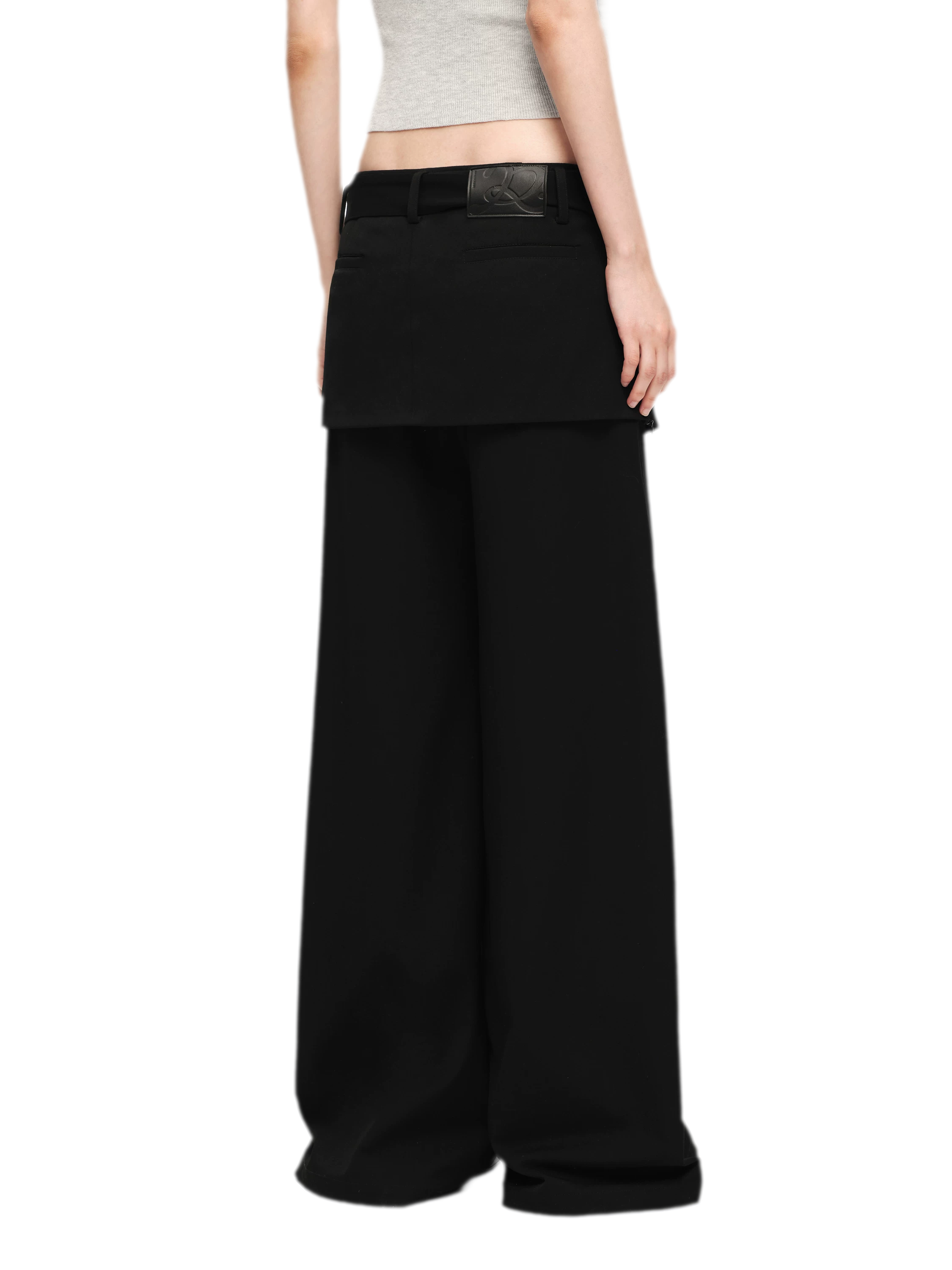 Structured Faux-Layer Wide-Leg Trousers