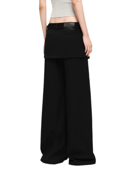 Structured Faux-Layer Wide-Leg Trousers