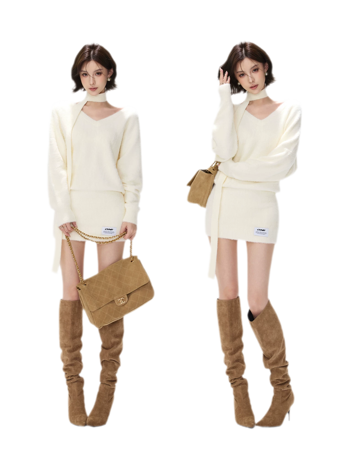 Plush V-Neck Convertible Sweater