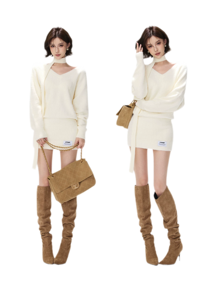 Plush V-Neck Convertible Sweater