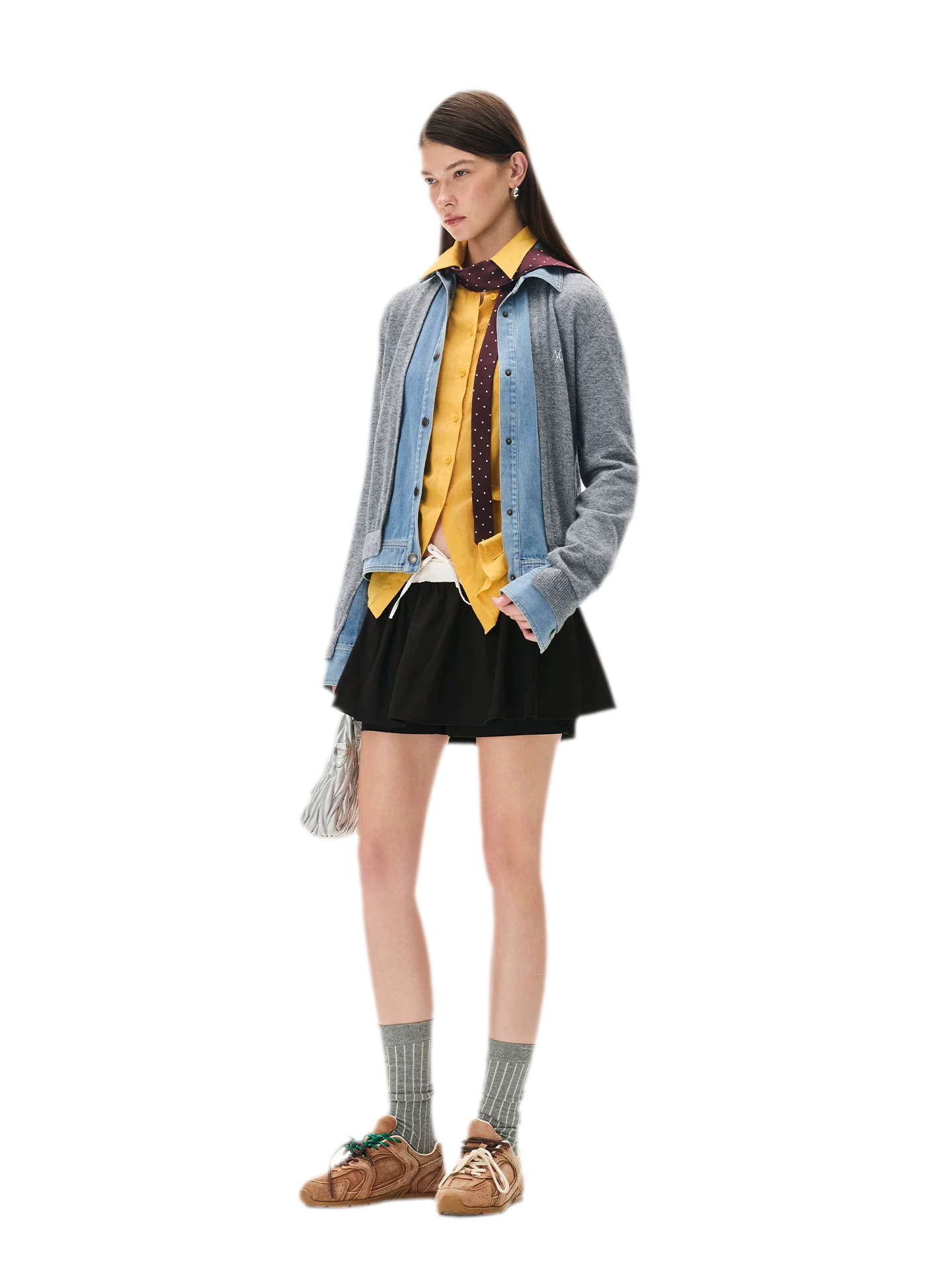 Wool Contrast Lapel Knit Cardigan
