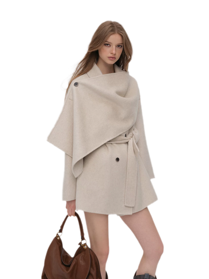 Double-Faced Wool Cape Coat