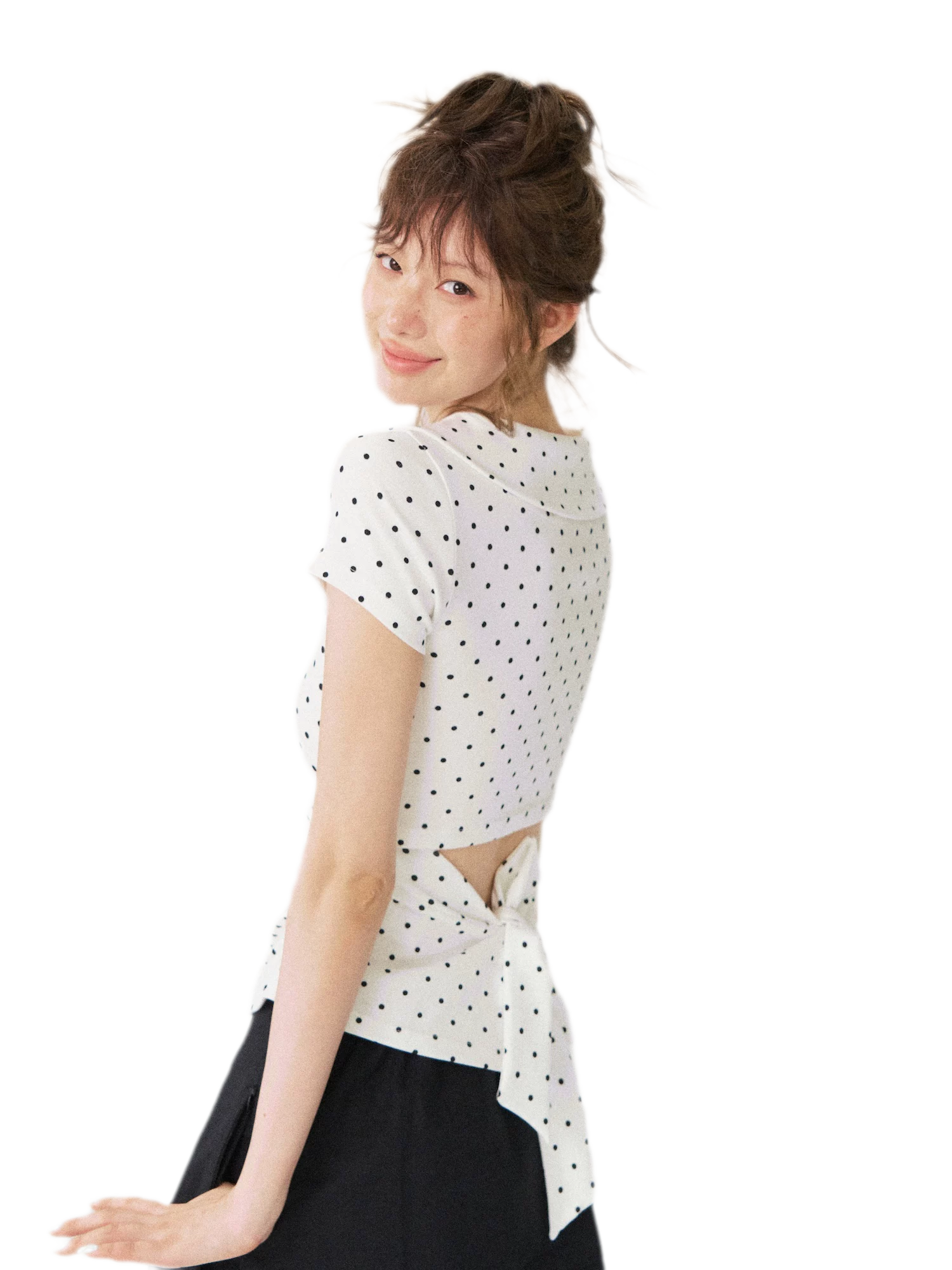 Polka Dot Tie Back T-Shirt