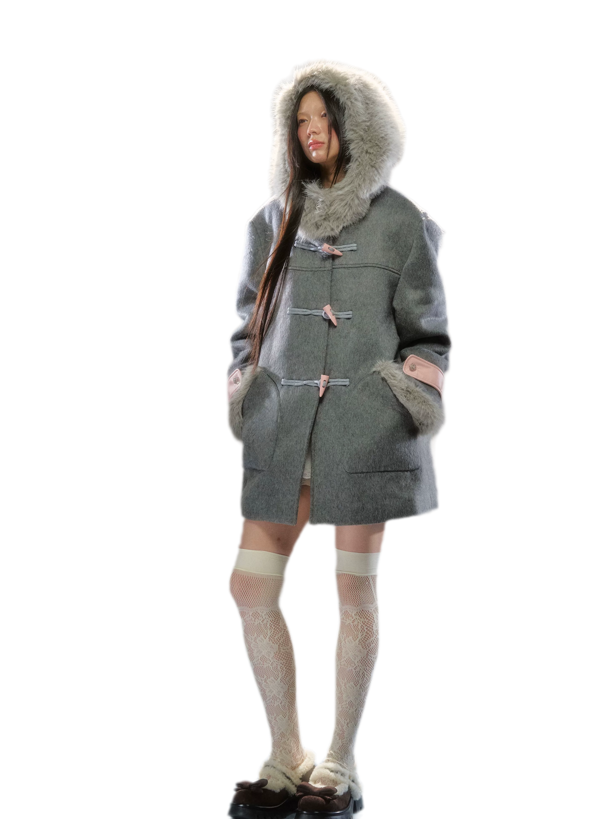 Wool Blend Hooded Duffle Coat