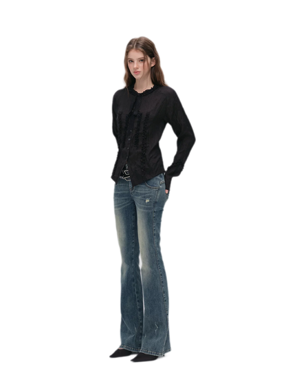 Textured Lace Waist-Shaped Shirt