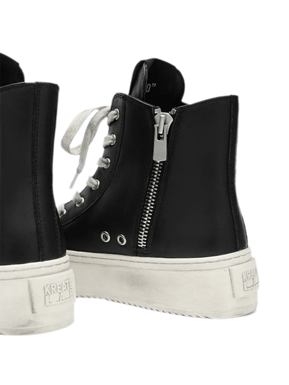 Distressed Leather High-Top Sneakers