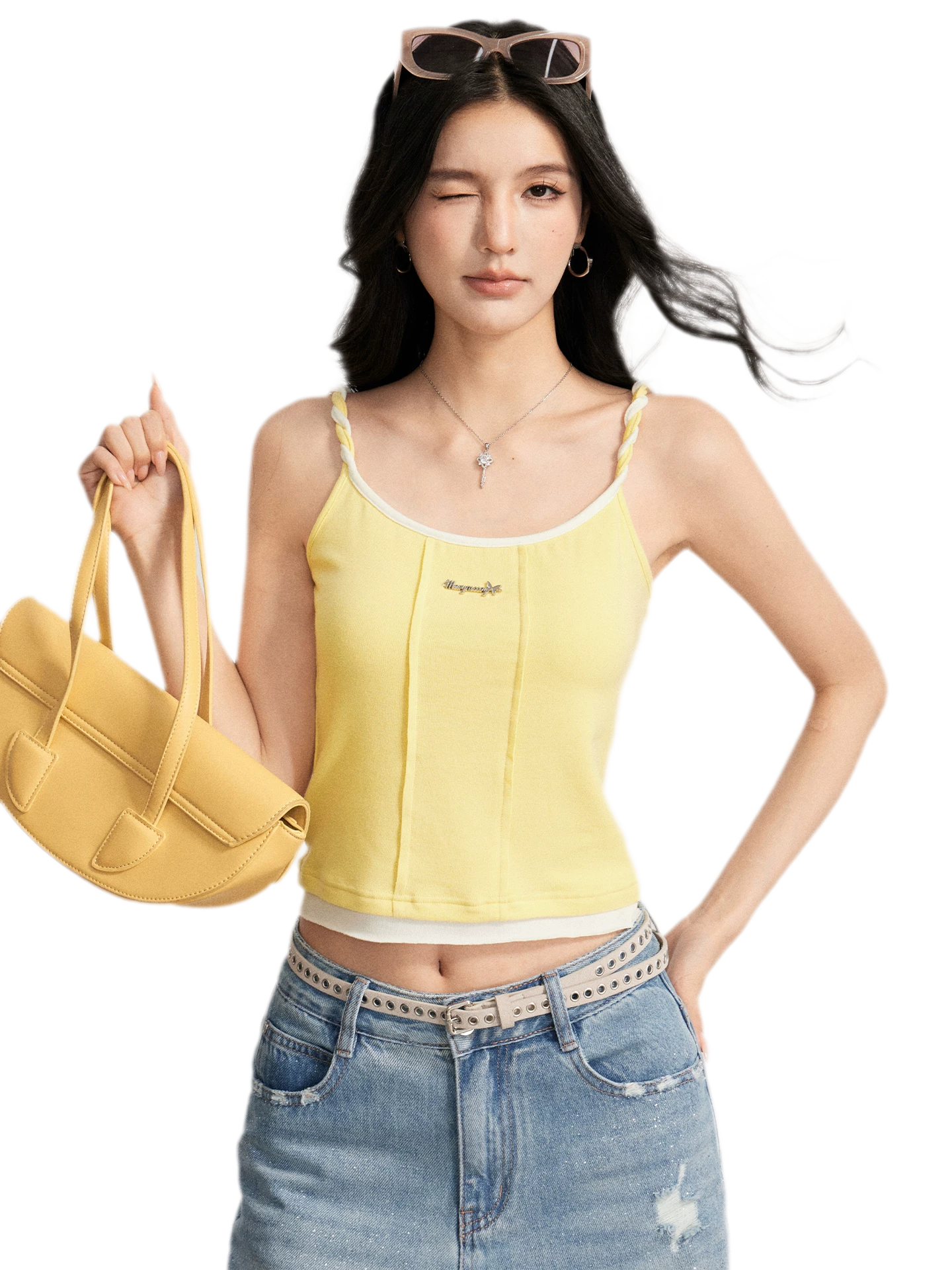 Colorblock Cable Knit Camisole