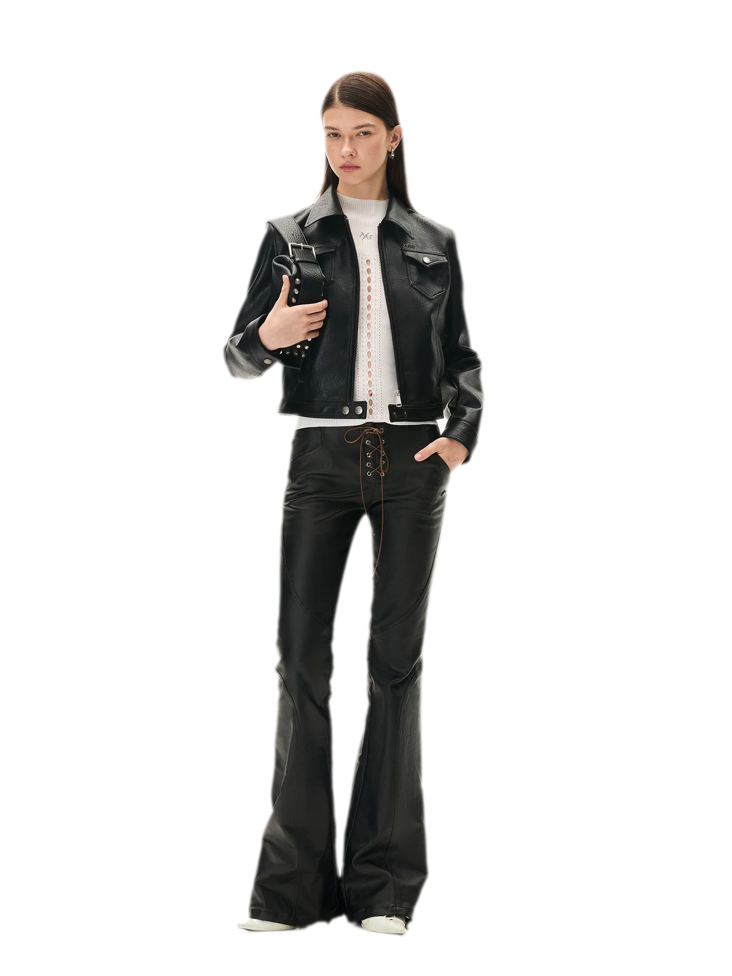 Waxed Panelled Slim Flare Pants