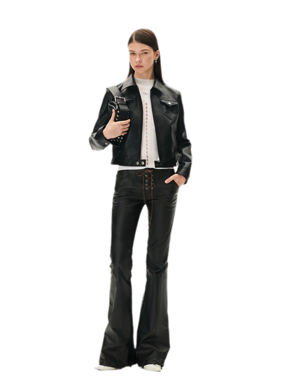 Waxed Panelled Slim Flare Pants