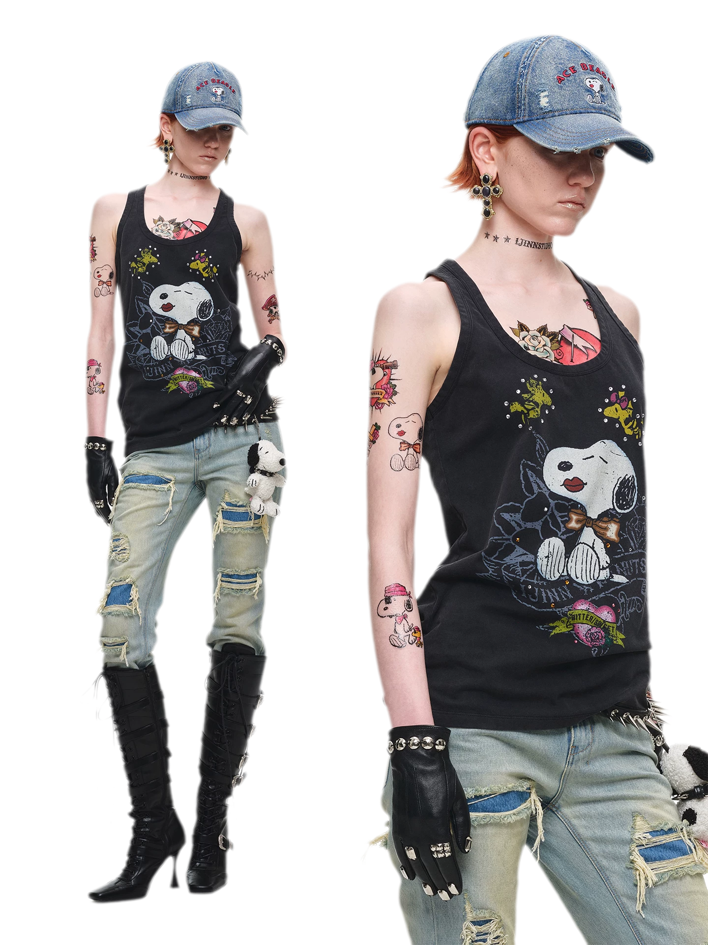 Distressed Washed Denim Baseball Cap