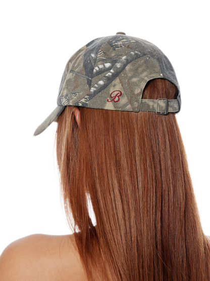 Camo Distressed Curved Hat