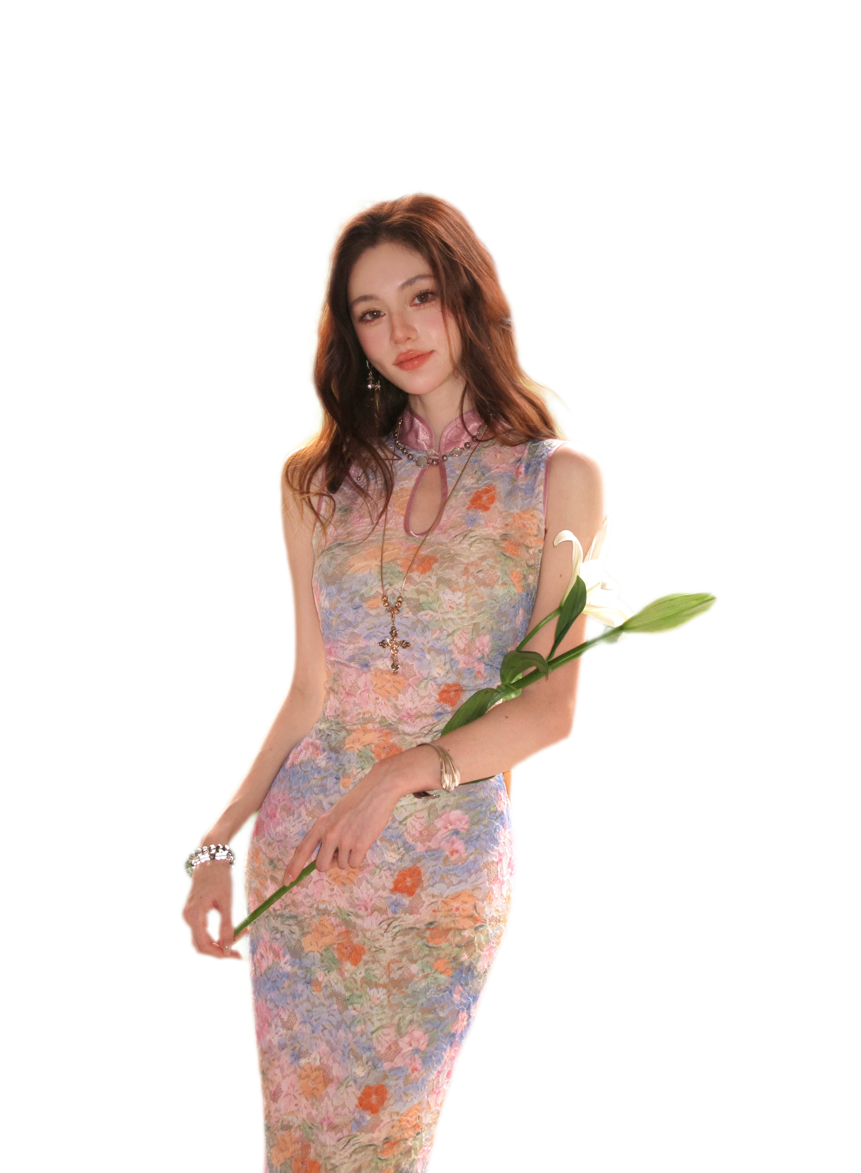 Spring Oil Painting Qipao Dress