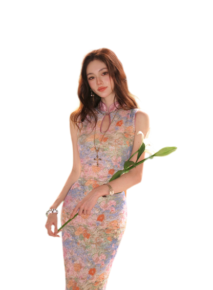 Spring Oil Painting Qipao Dress