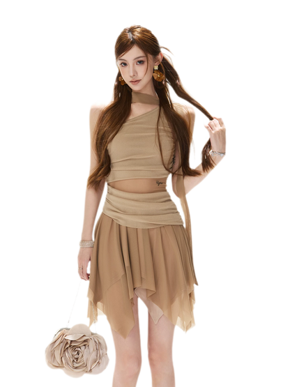 Mesh Drape Mini Dress