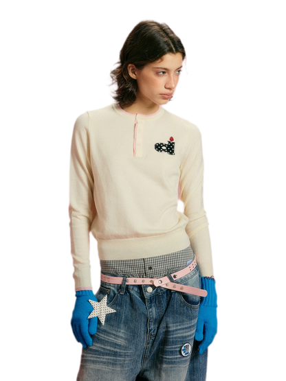 Top in maglia con contrasto in misto seta