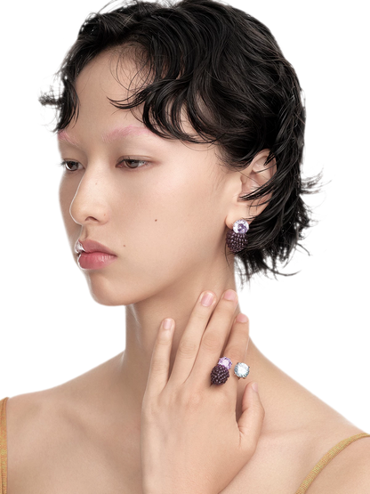 Berry Gemstone Statement Earrings