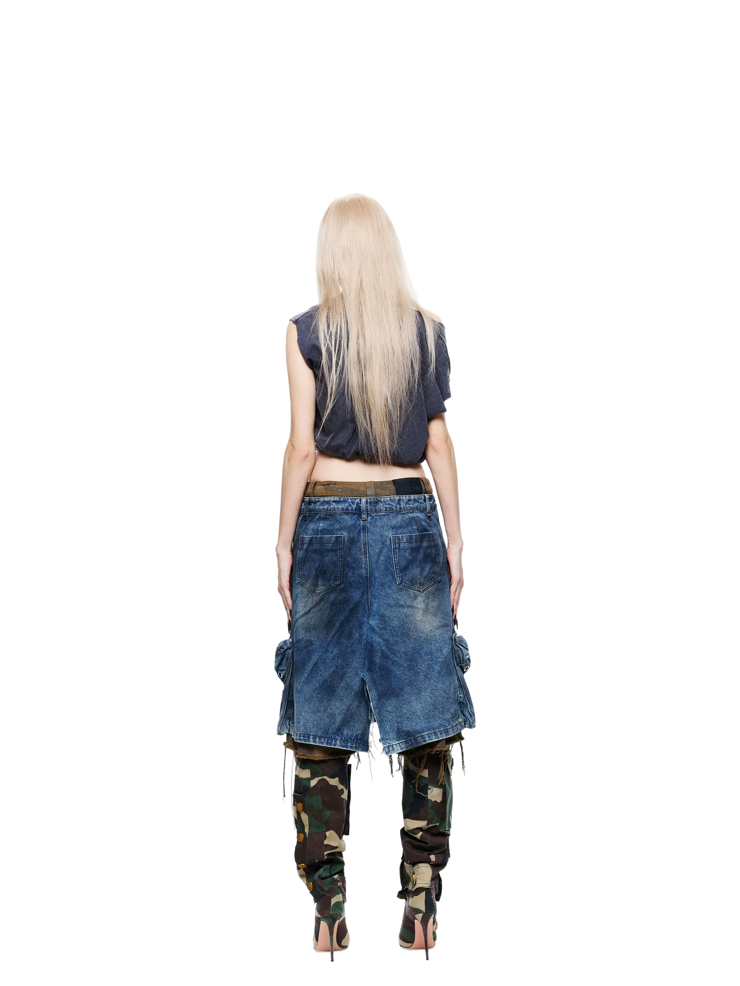 Vintage Washed Printed V-Neck Tank Top