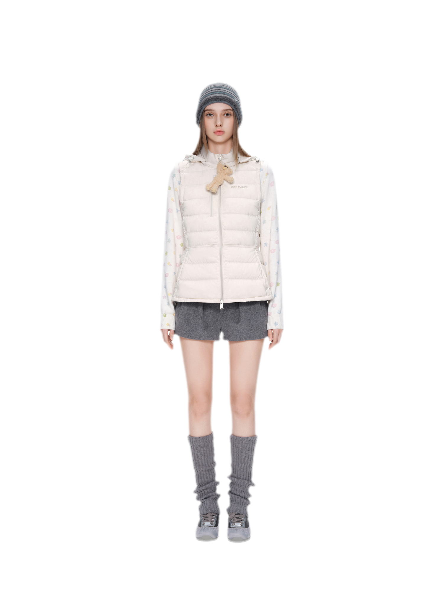 Cinched Hooded Quilted Down Vest