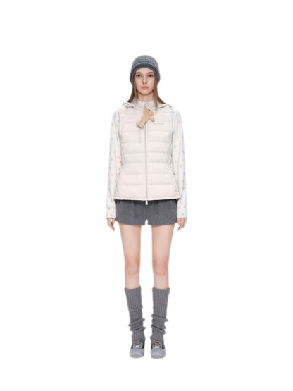 Cinched Hooded Quilted Down Vest