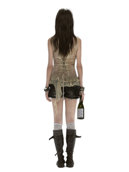 Dyed Chiffon Cowl Tank