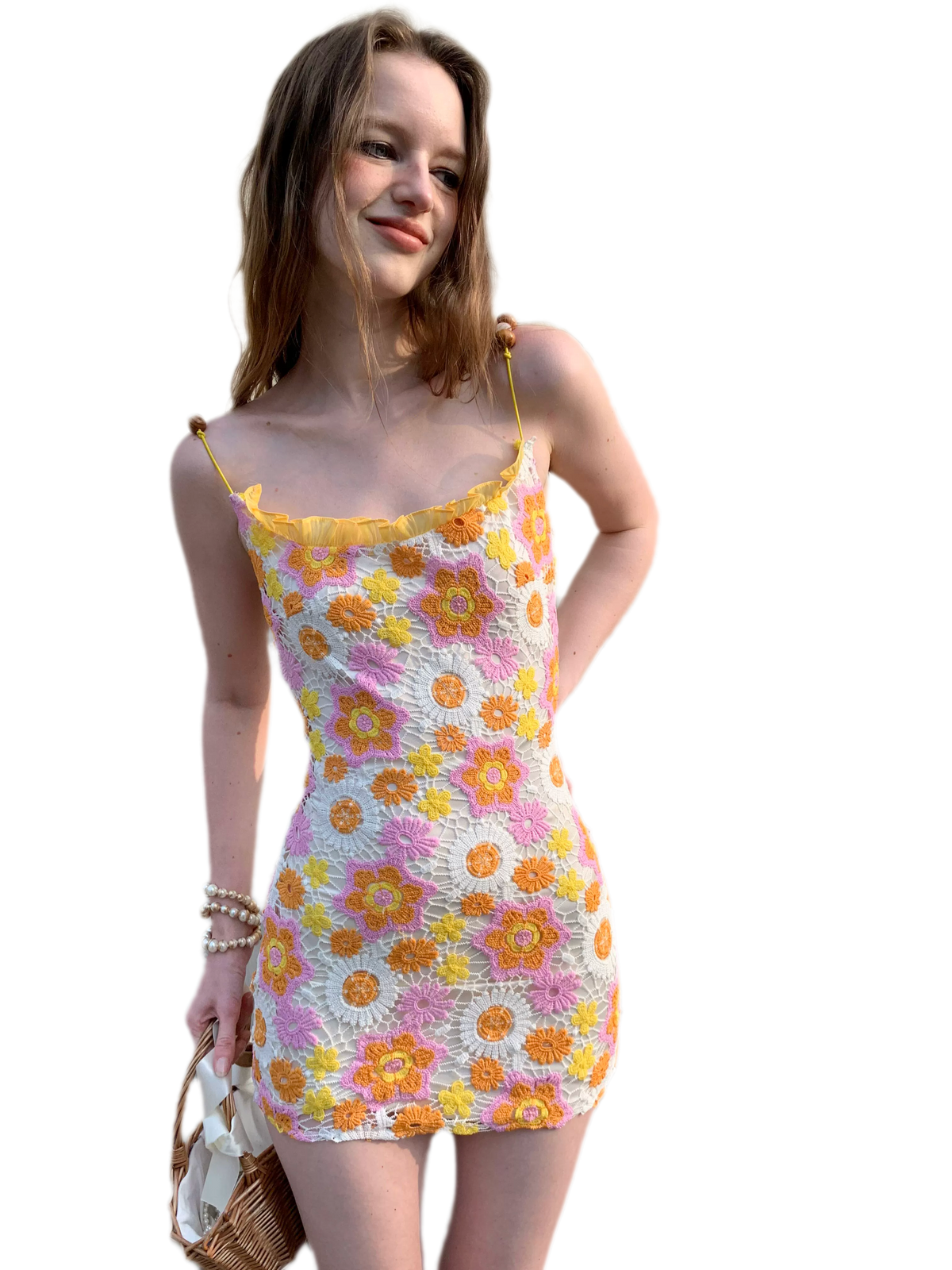 Lace Daisy Embroidery Slip Dress